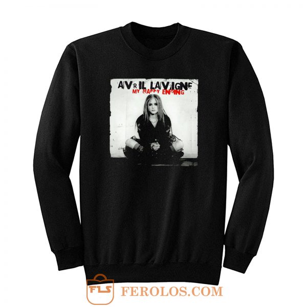 My Happy Ending Avril Lavigne Black And White Poster Sweatshirt