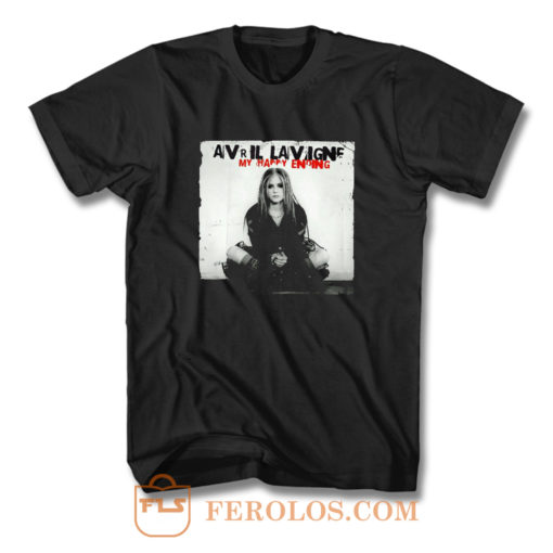 My Happy Ending Avril Lavigne Black And White Poster T Shirt