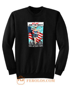 Usa Navy Pinup Sexy Lets Go Join Sweatshirt