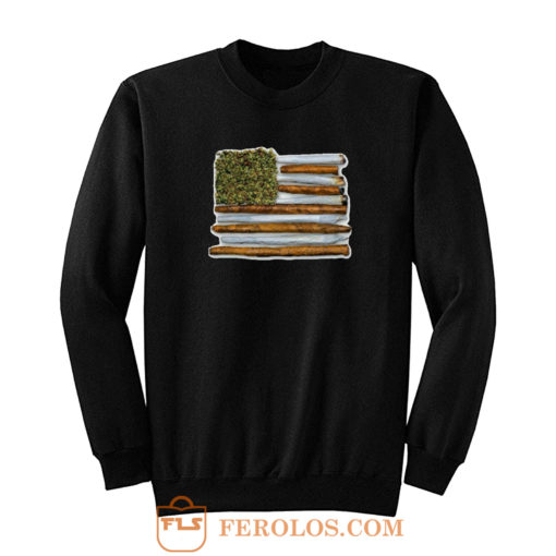 Weed Flag America High Drug Funny Sweatshirt