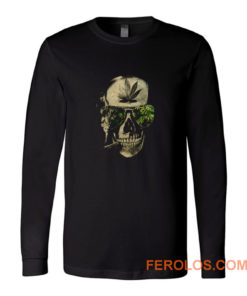 Weed Marijuana Skull Smoking Long Sleeve