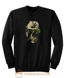 Weed Marijuana Skull Smoking Sweatshirt