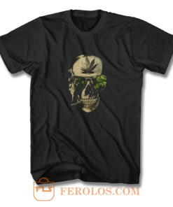Weed Marijuana Skull Smoking T Shirt