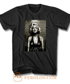 Monroe by Marcus Jones Marilyn Jail Mugshot Tattoo Canva T Shirt