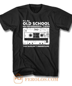 Old School Skool Cassette Tape Pencil T Shirt