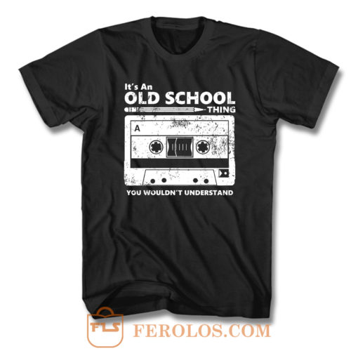 Old School Skool Cassette Tape Pencil T Shirt