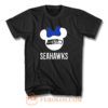 Seattle Seahawks Minnie Head With Bow T Shirt