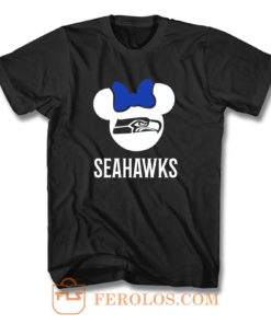 Seattle Seahawks Minnie Head With Bow T Shirt