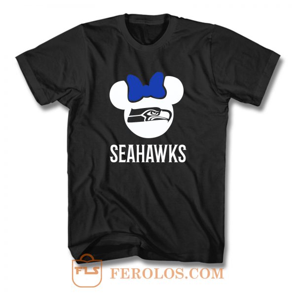 Seattle Seahawks Minnie Head With Bow T Shirt