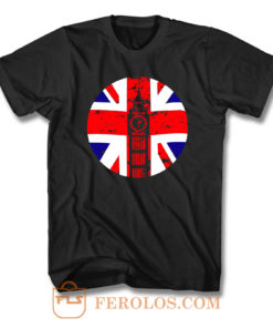 Elizabeth Tower Clock British Flag T Shirt