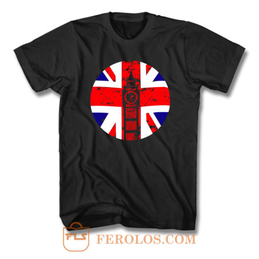 Elizabeth Tower Clock British Flag T Shirt