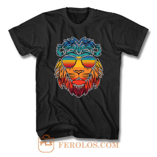 Lion Head Summer Vintage Animal Sunglasses T Shirt