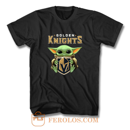 Baby Yoda Hug Golden Knights T Shirt