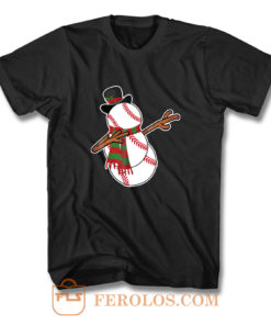 Dabbing Baseball Snowman Kids Christmas T Shirt