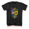 Color Flower Skull T Shirt