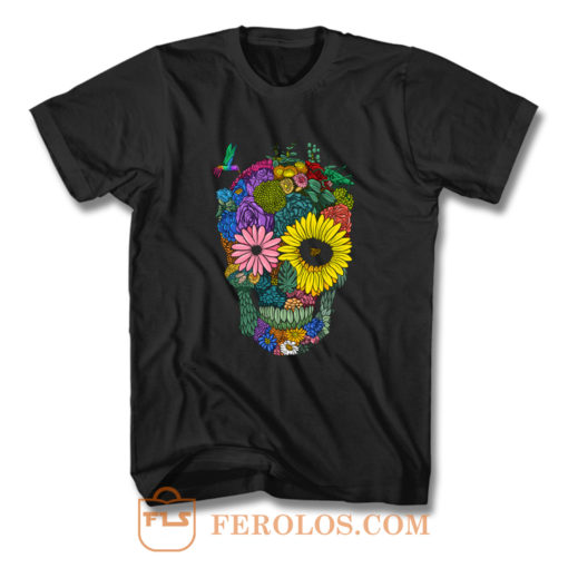 Color Flower Skull T Shirt