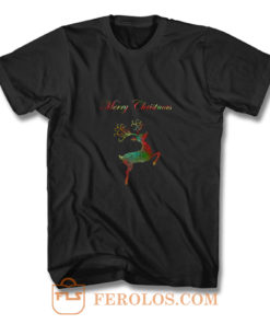 Merry Christmas Reindeer Silhouette T Shirt